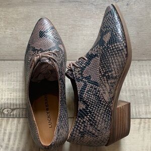 Lucky Brand Erreka Loafers NIB Black/Dusty Rose Slither Snakeprint Size 7